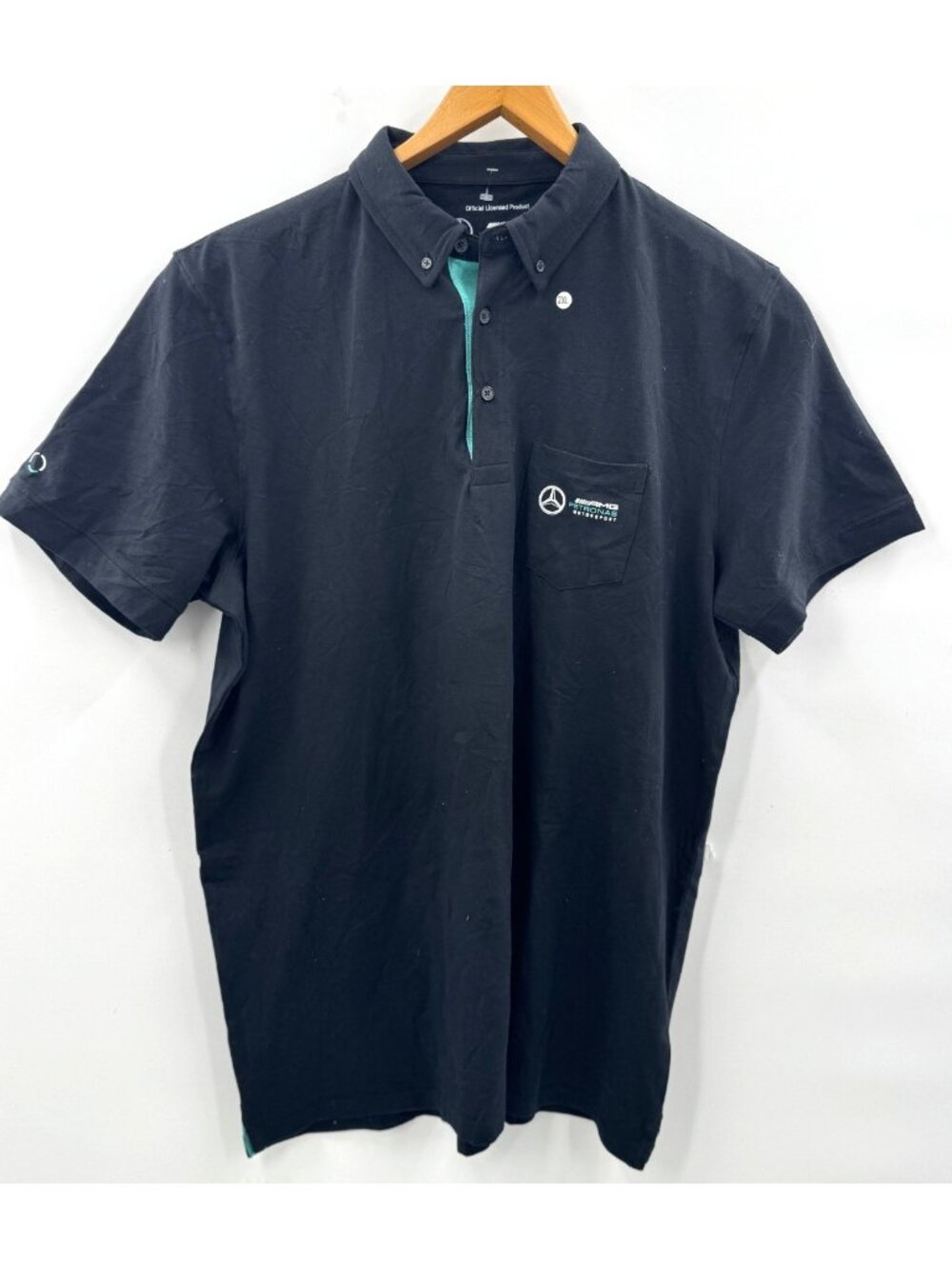 New Mercedes AMG Petronas Motorsport Licensed Black Polo Shirt Men's Sz XXL New